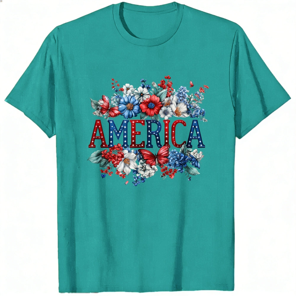 Patriotic Floral Design Classic T-Shirt America