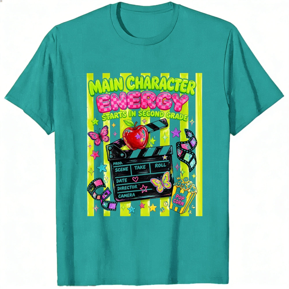 Cute Movie Theme Classic T-Shirt Main Character Energy Starts In Second Grade