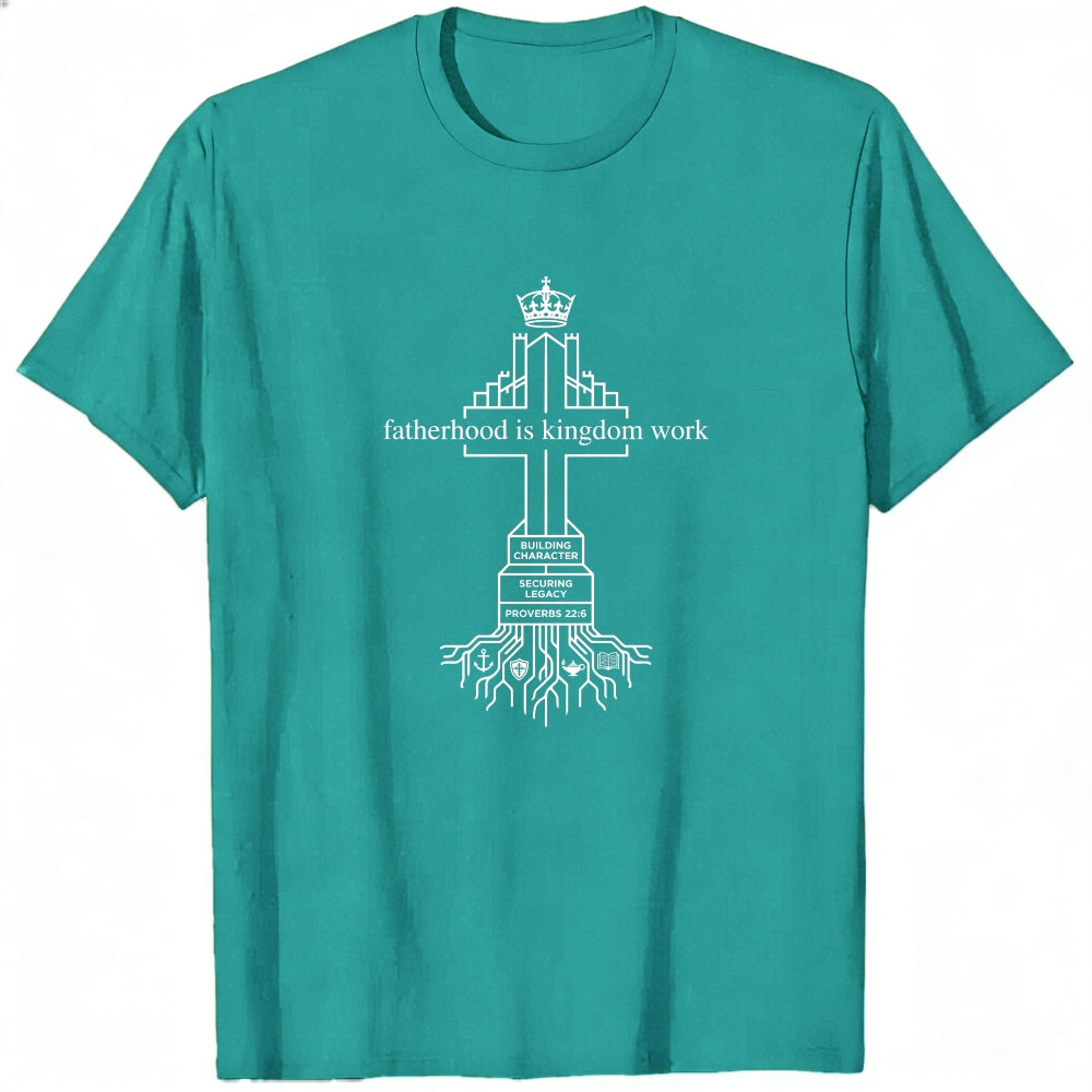 Black Classic T-Shirt Fatherhood Is Kingdom Work Cross With Roots Design