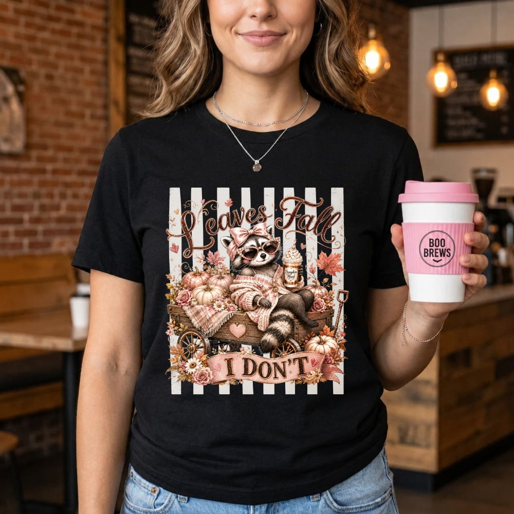 Cute Raccoon Autumn Pumpkin Leaves Fall I Dont Classic T-Shirt