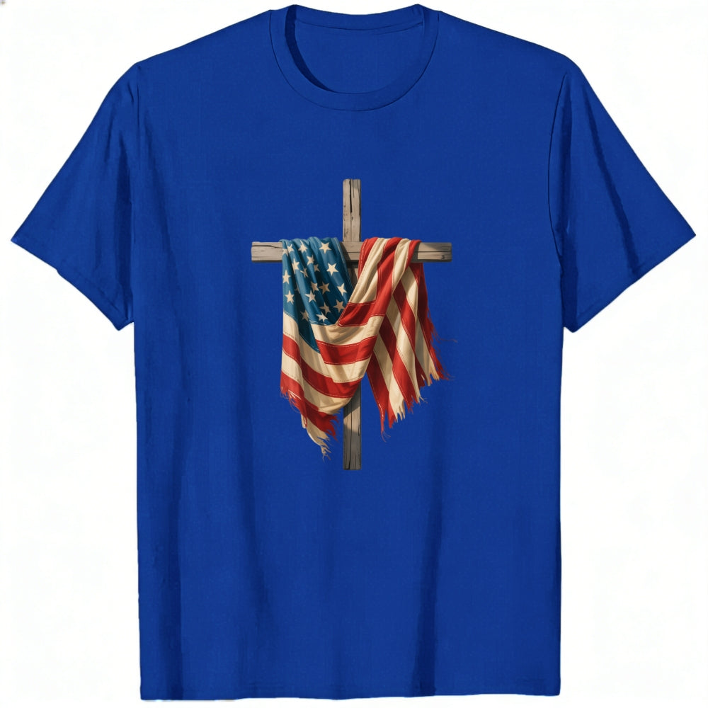 Patriotic American Flag Cross Classic T-Shirt