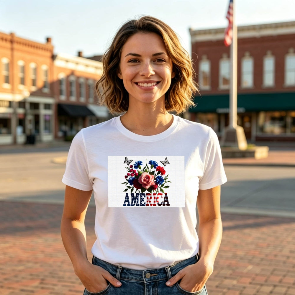 Patriotic Floral Design Classic T-Shirt America