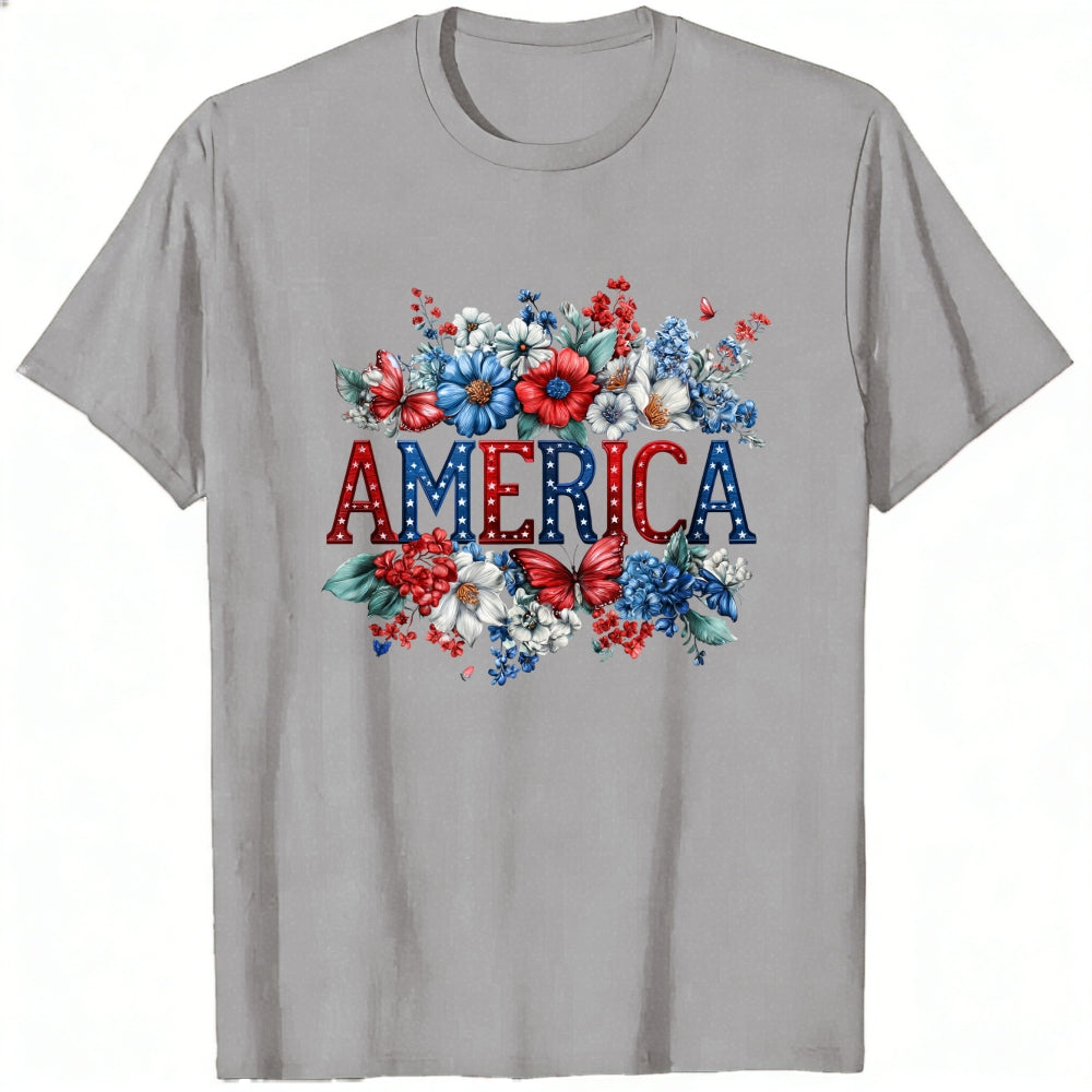 Patriotic Floral Design Classic T-Shirt America