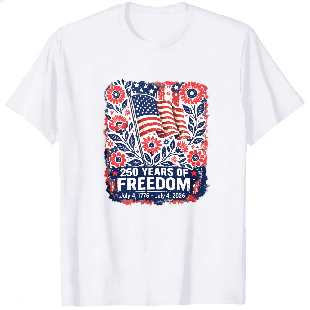 Patriotic Floral Design Classic T-Shirt 250 Years Of Freedom July 4 1776 July 4 2026