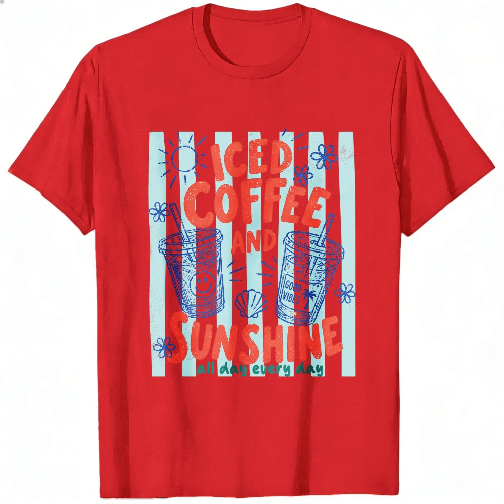 Summer Vintage Iced Coffee And Sunshine Graphic Classic T-Shirt