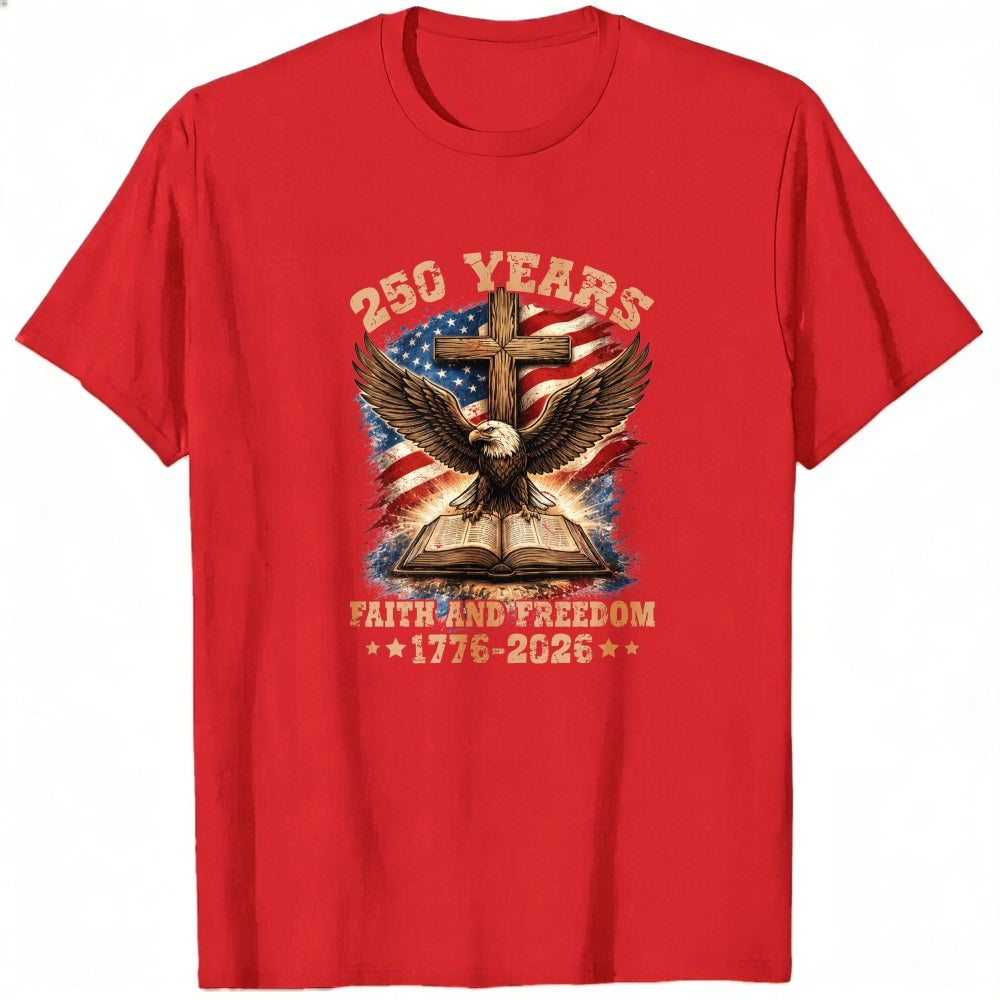 Patriotic Eagle Cross And Bible Classic T-Shirt Faith And Freedom 1776 2026