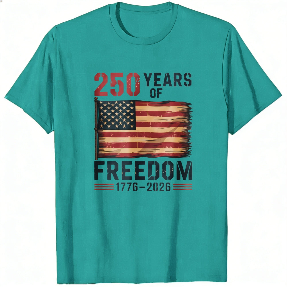 Patriotic American Flag Classic T-Shirt - 250 Years of Freedom 1776-2026