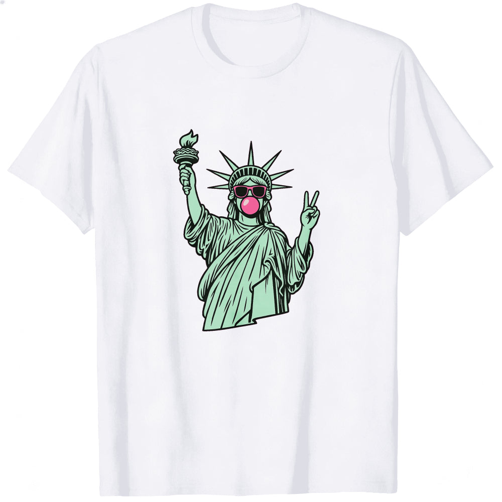 Graphic Design Classic T-Shirt Statue Of Liberty With Sunglasses And Peace Sign