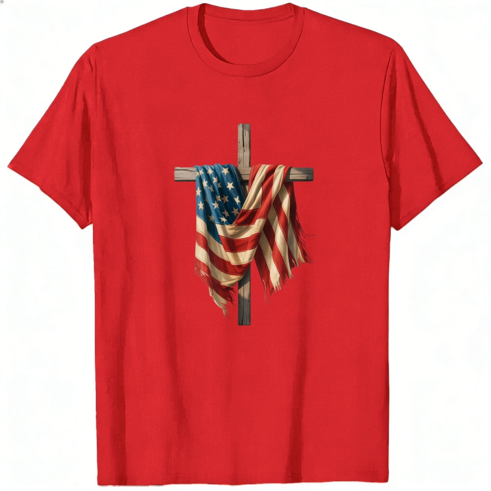 Patriotic American Flag Cross Classic T-Shirt
