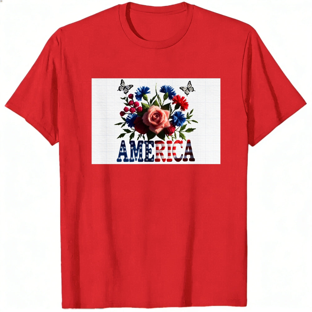 Patriotic Floral Design Classic T-Shirt America