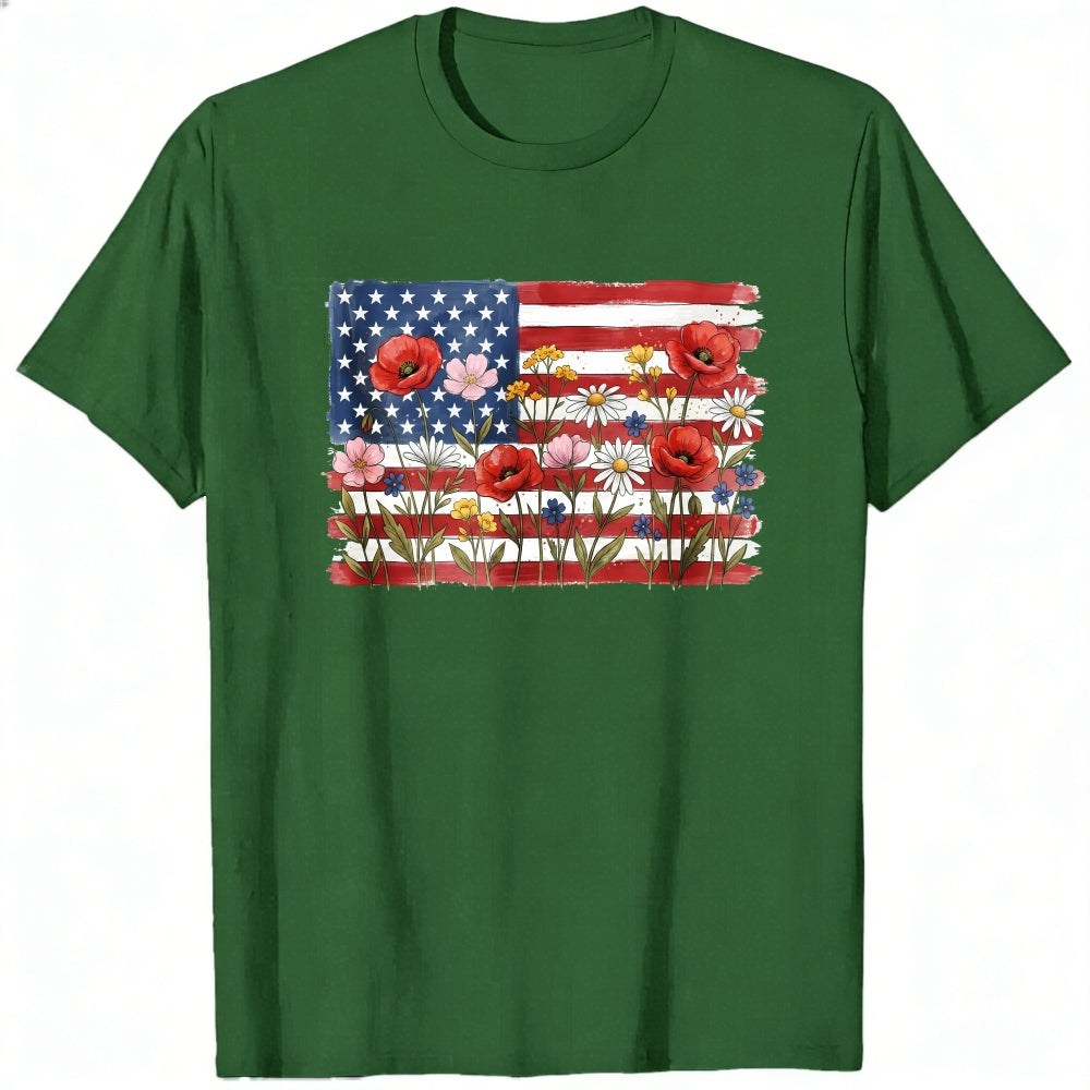 Floral American Flag Classic T-Shirt