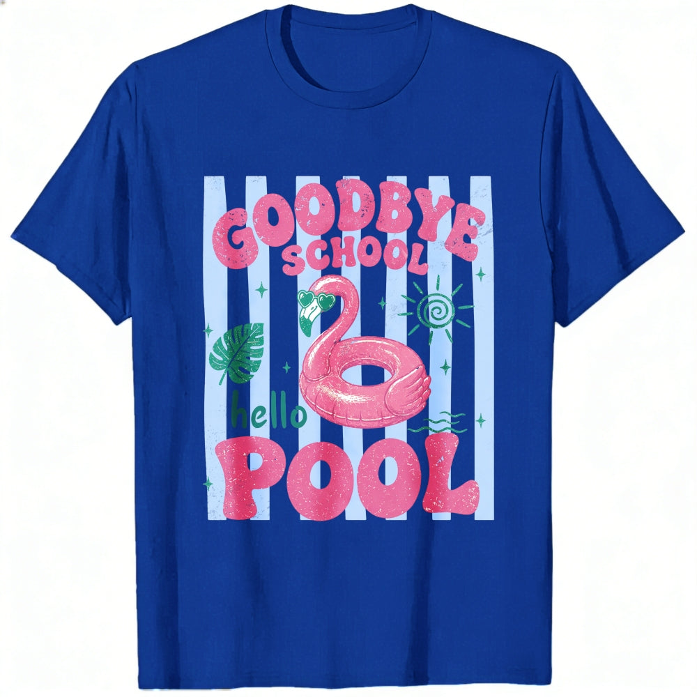 Summer Vibes Goodbye School Hello Pool Flamingo Classic T-Shirt