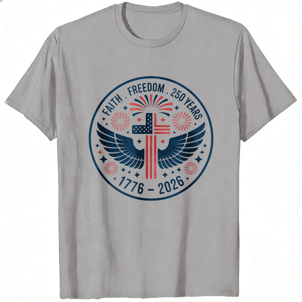 Patriotic American Eagle And Cross Classic T-Shirt Faith Freedom 250 Years 1776 2026