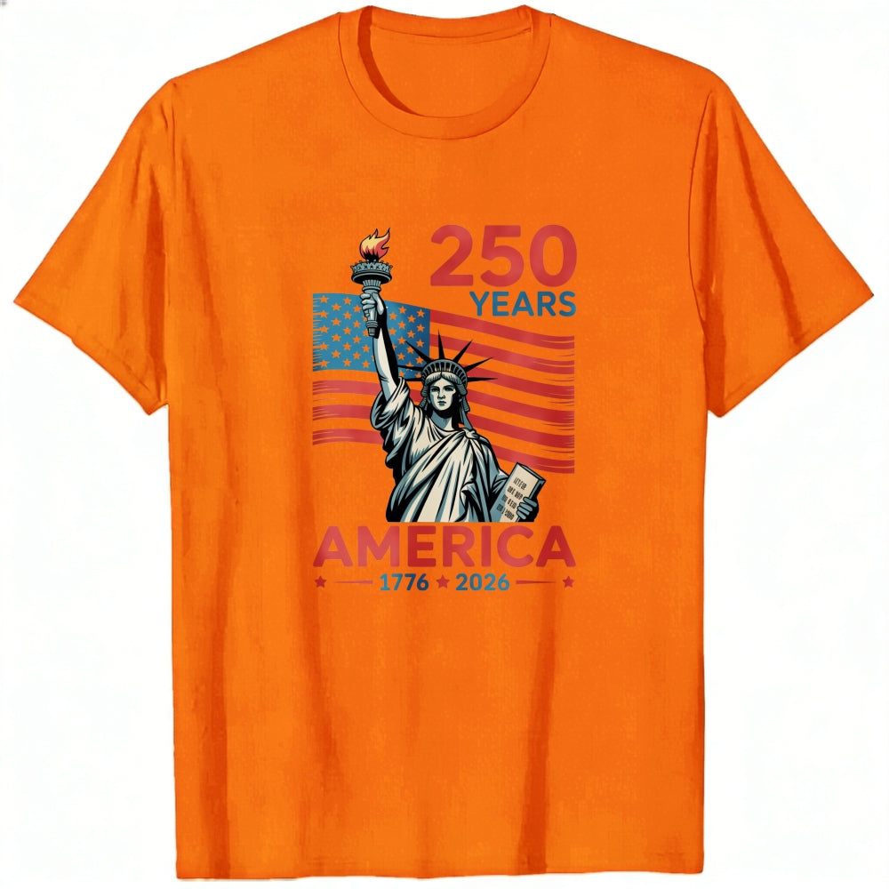 Patriotic Design Classic T-Shirt America 250 Years 1776 2026 Statue Of Liberty Flag
