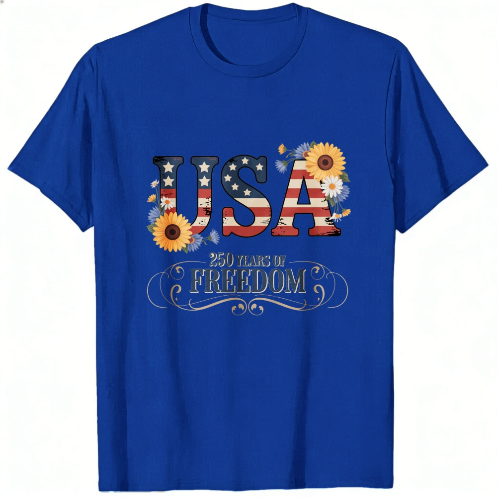 Patriotic Floral Usa 250 Years Of Freedom Classic T-Shirt