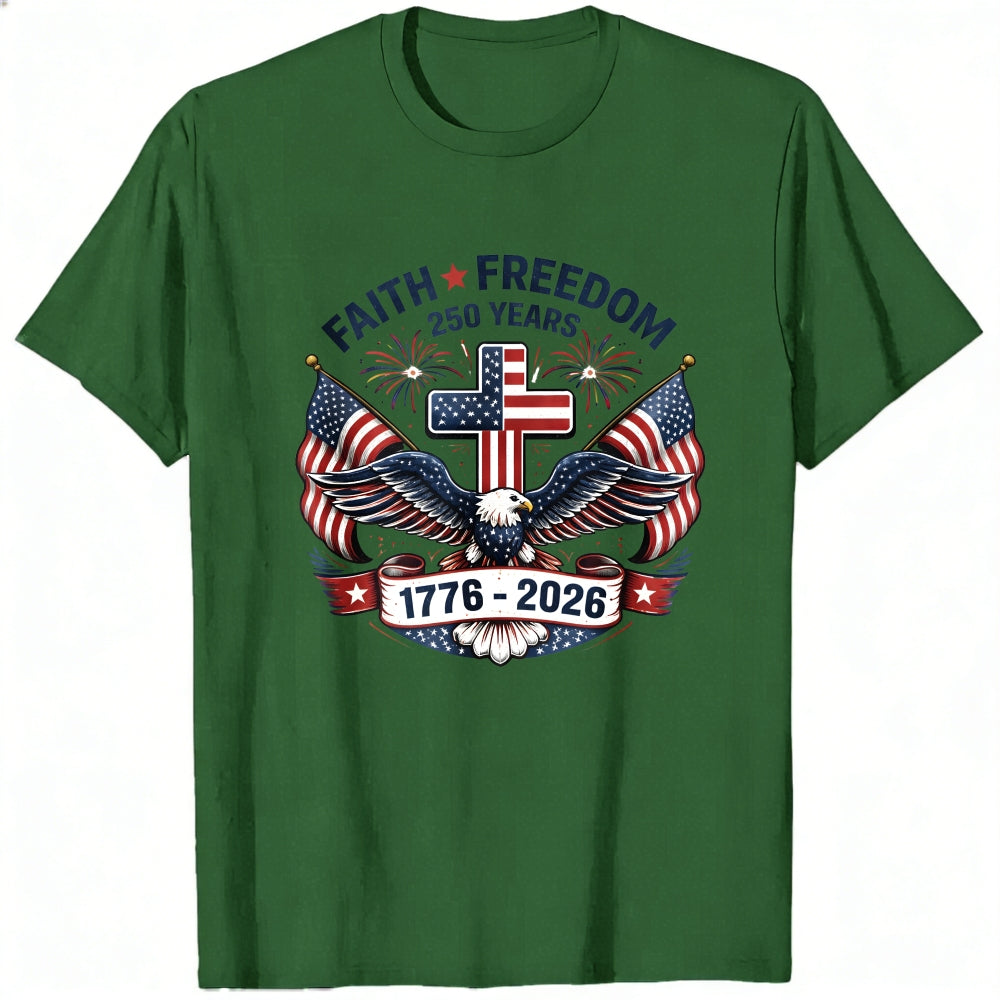 Patriotic Eagle And Flag Design Classic T-Shirt Faith Freedom 250 Years 1776 2026