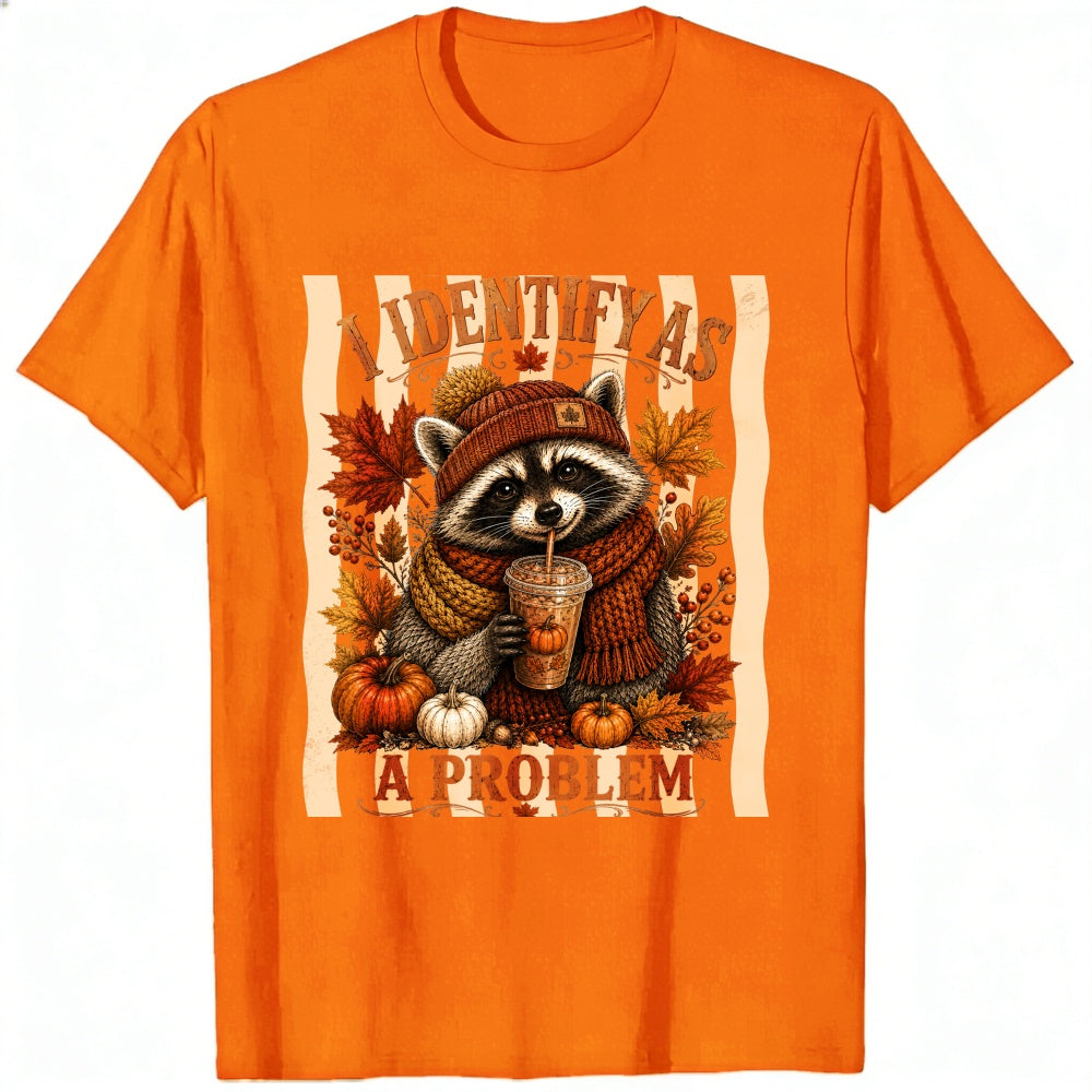 Funny Raccoon I Identify As A Problem Fall Autumn Classic T-Shirt