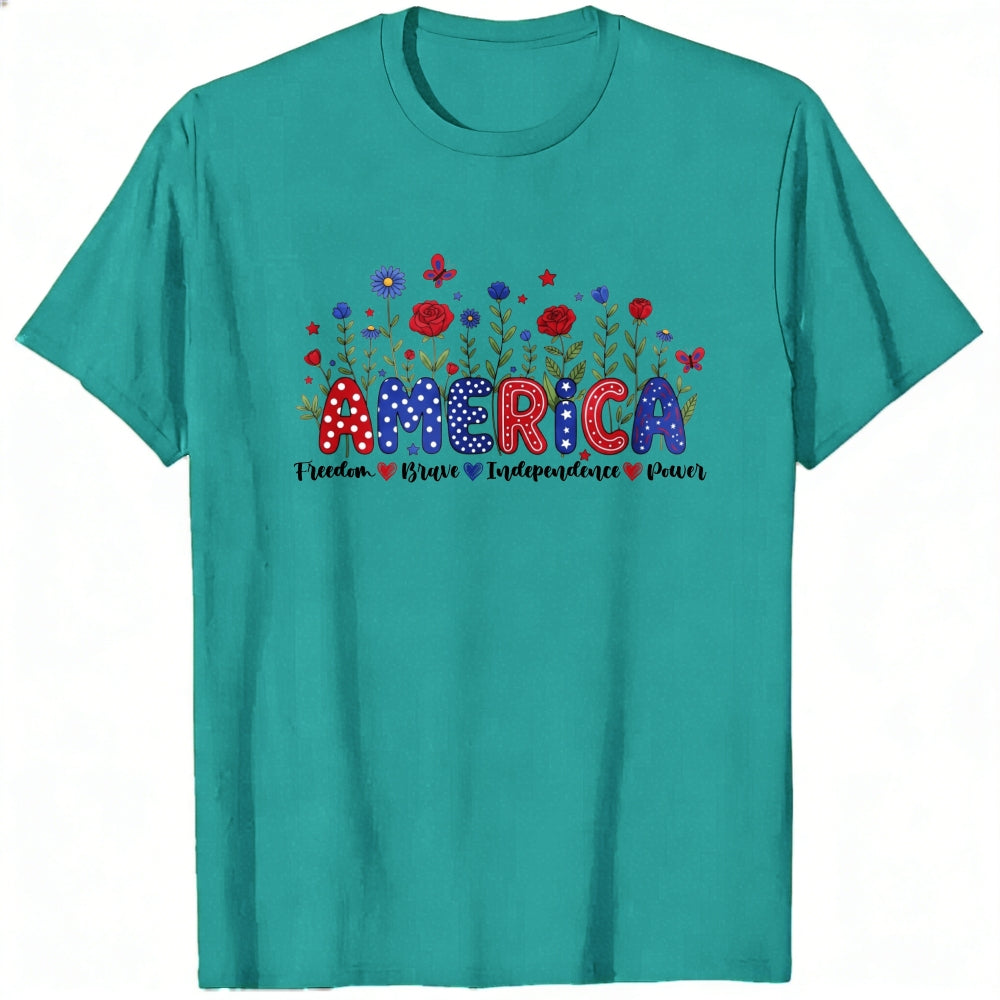 Patriotic Floral America Classic T-Shirt