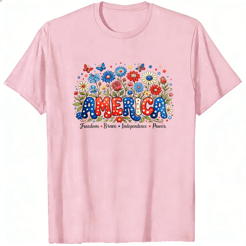 Patriotic Floral America Classic T-Shirt