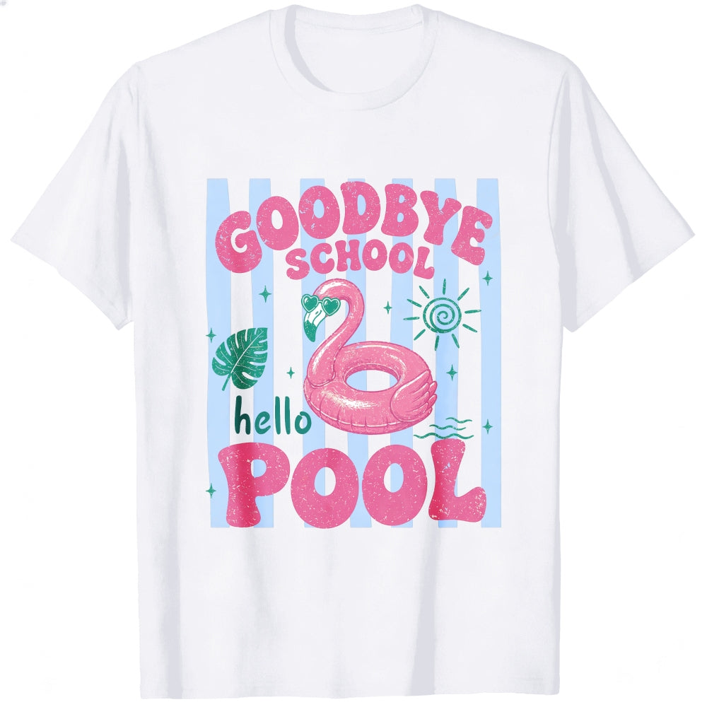 Summer Vibes Goodbye School Hello Pool Flamingo Classic T-Shirt