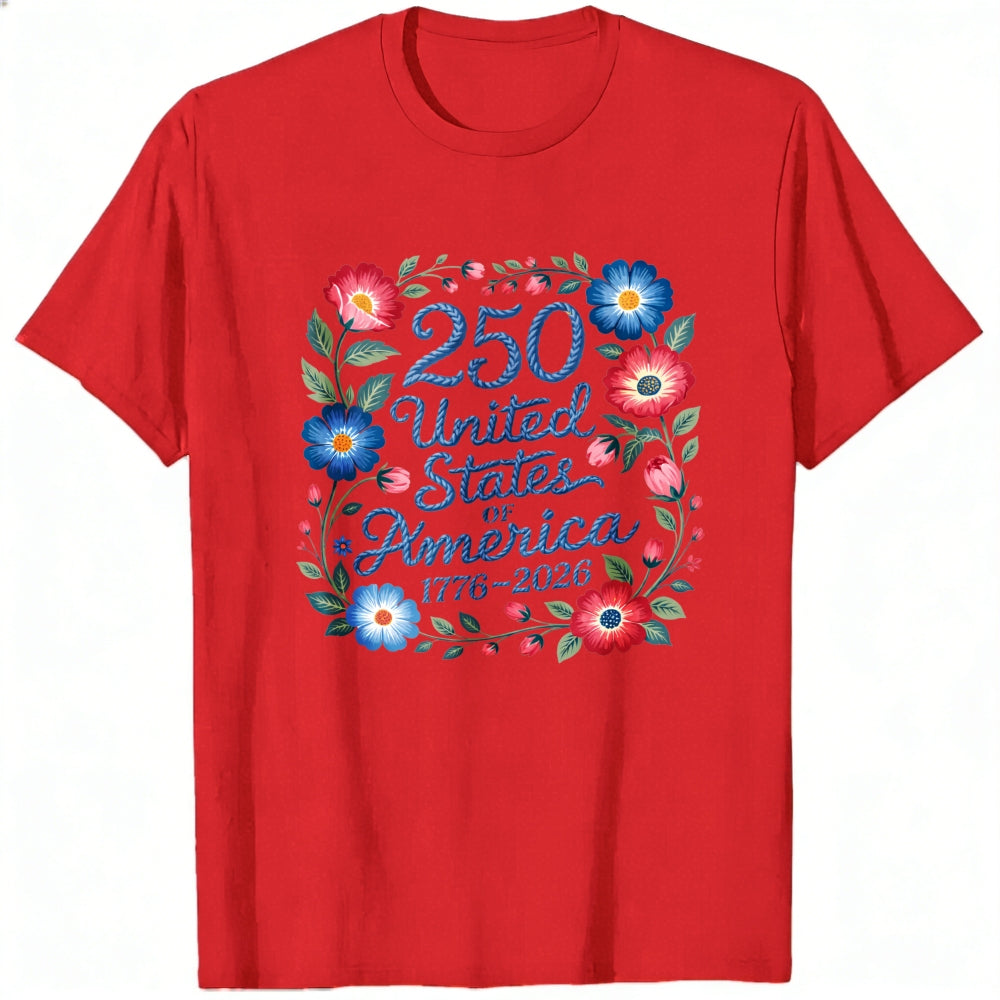 Patriotic Floral Design Classic T-Shirt 250 United States Of America 1776 2026