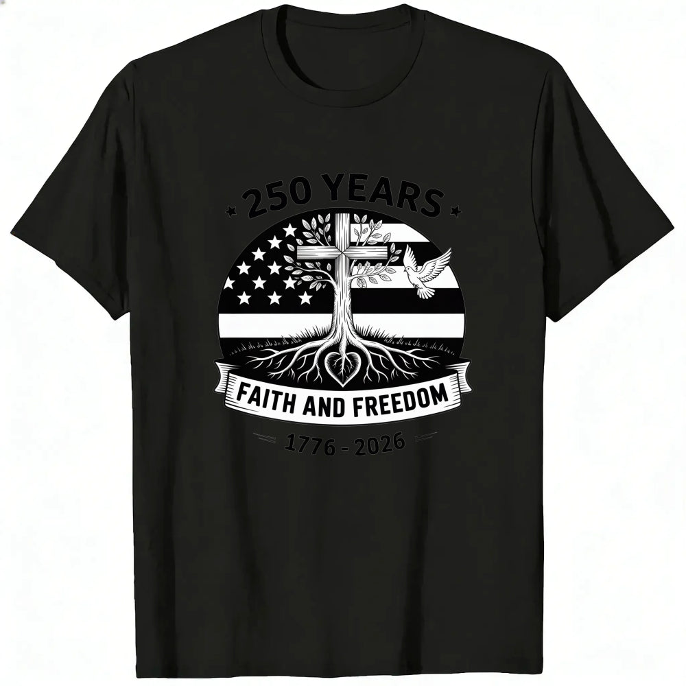 American Flag Cross Tree Faith And Freedom 250 Years Classic T-Shirt
