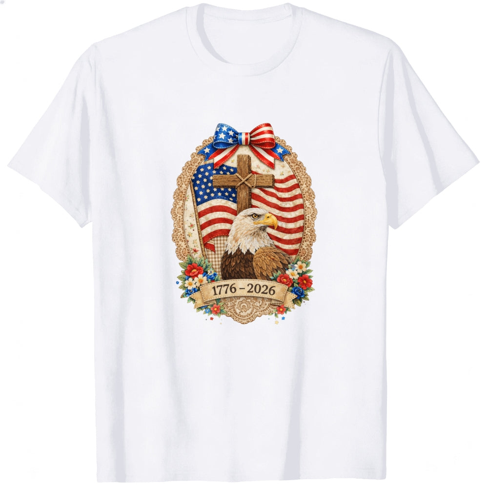 Patriotic American Eagle And Cross Classic T-Shirt 1776 2026