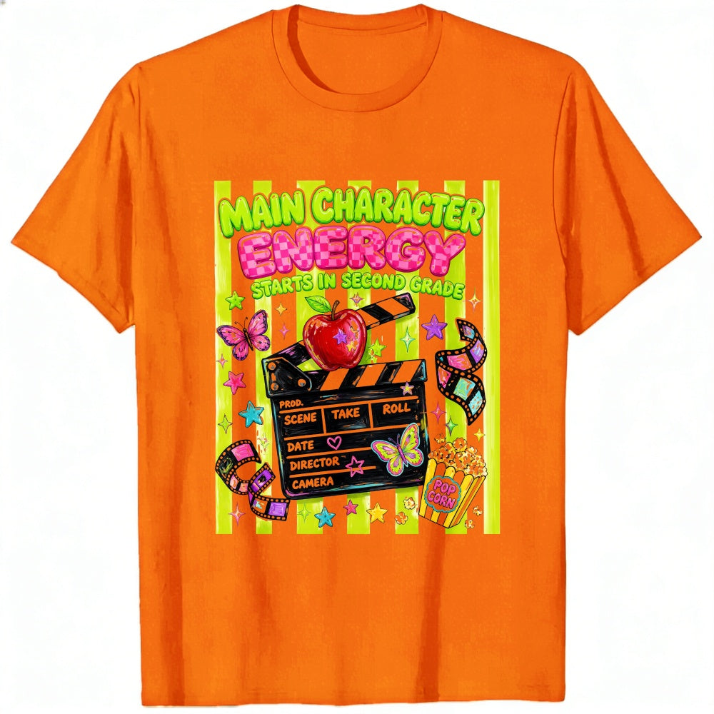 Cute Movie Theme Classic T-Shirt Main Character Energy Starts In Second Grade