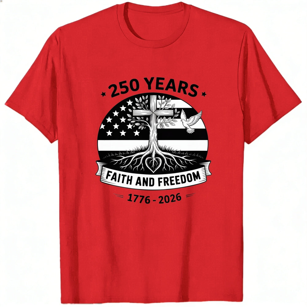 American Flag Cross Tree Faith And Freedom 250 Years Classic T-Shirt