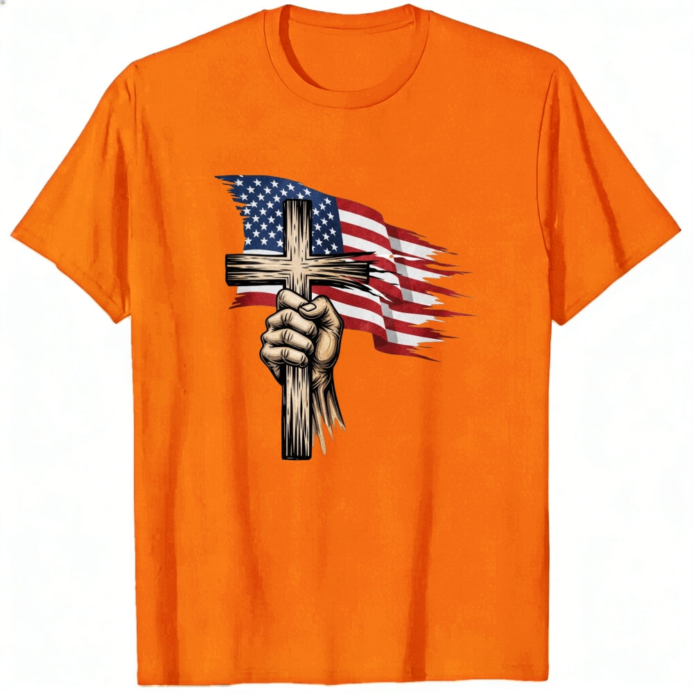 American Flag Cross Hand Classic T-Shirt