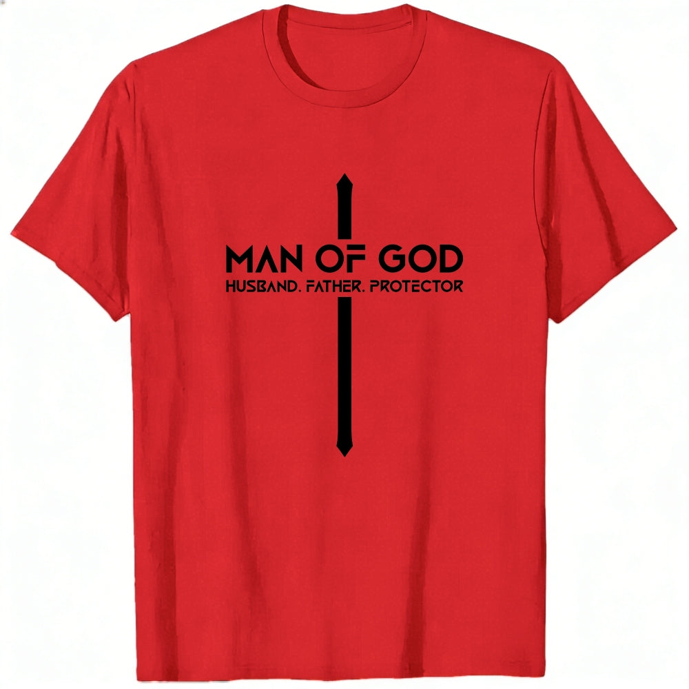 Religious Design Classic T-Shirt Man Of God Husband Father Protector Cross Symbol