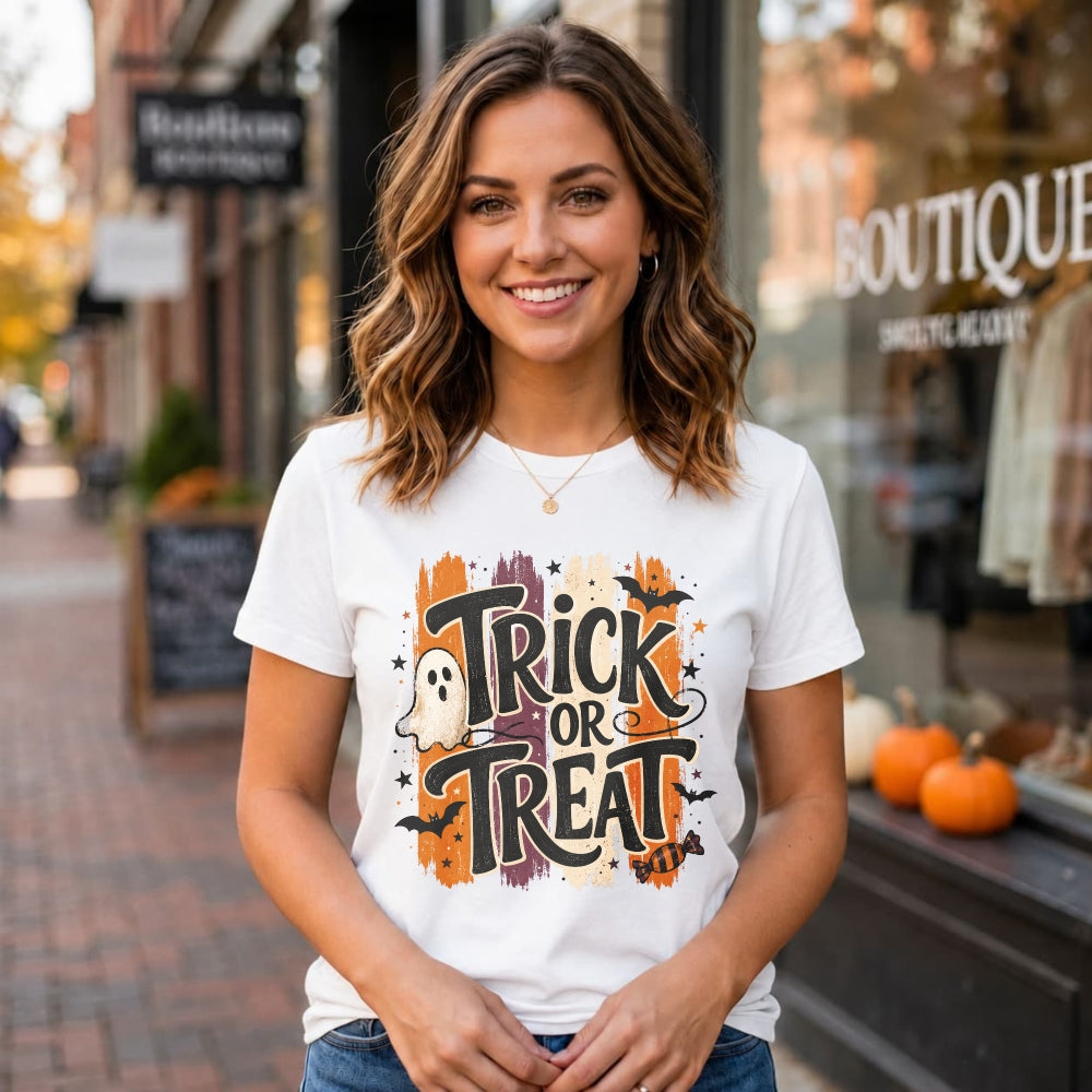 Halloween Vintage Trick Or Treat Ghost Bat Classic T-Shirt