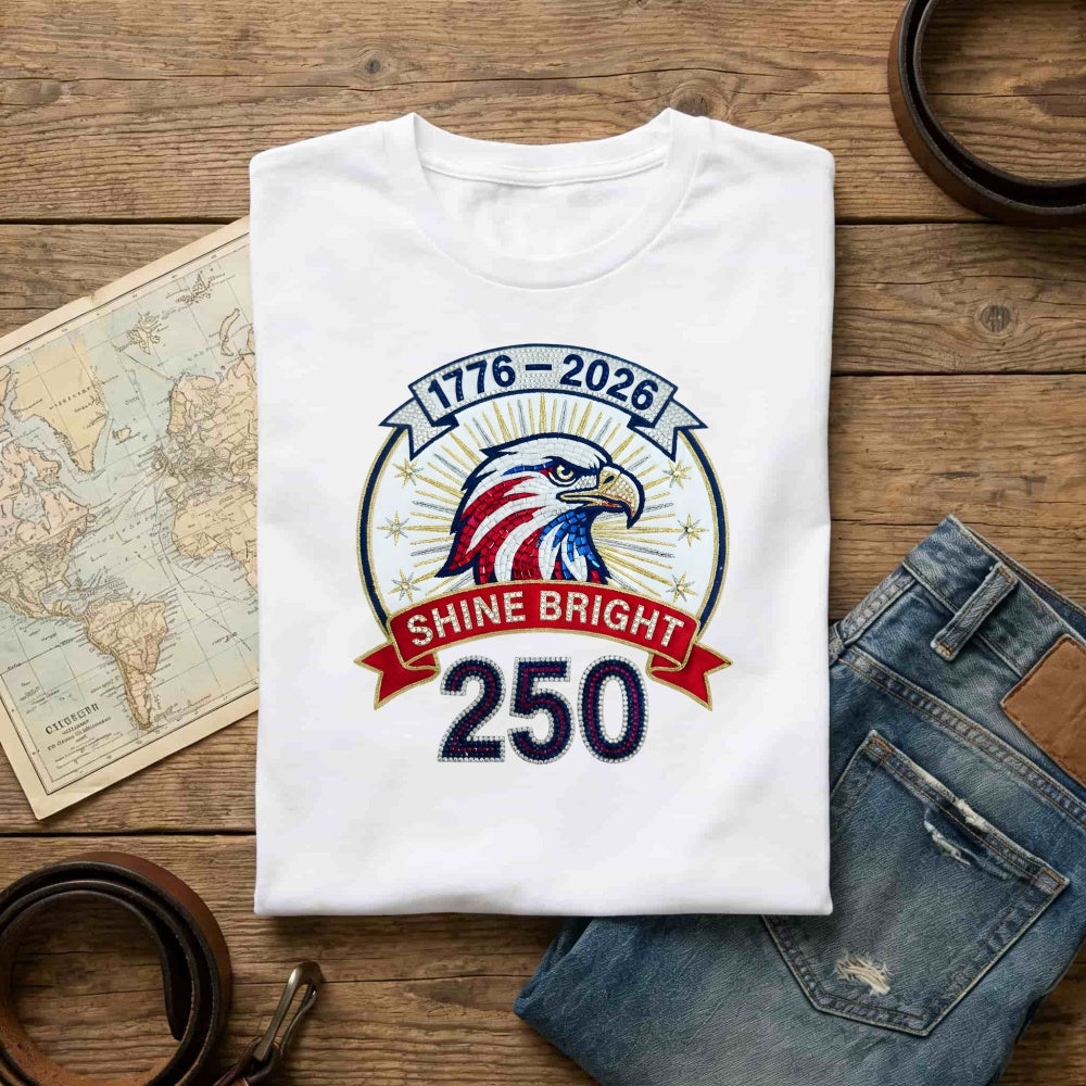Patriotic Eagle Design Classic T-Shirt 1776 2026 Shine Bright 250