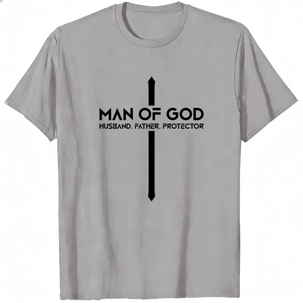 Religious Design Classic T-Shirt Man Of God Husband Father Protector Cross Symbol