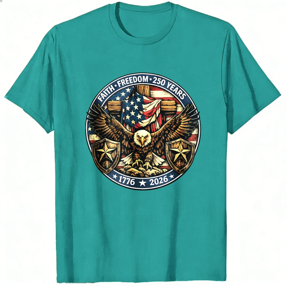 Patriotic Eagle American Flag Classic T-Shirt Faith Freedom 250 Years 1776 2026