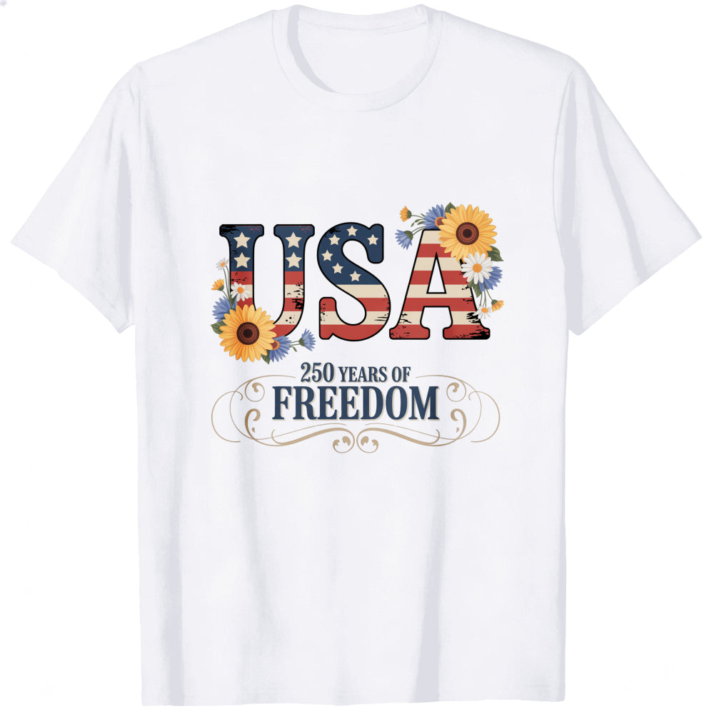 Patriotic Floral Usa 250 Years Of Freedom Classic T-Shirt