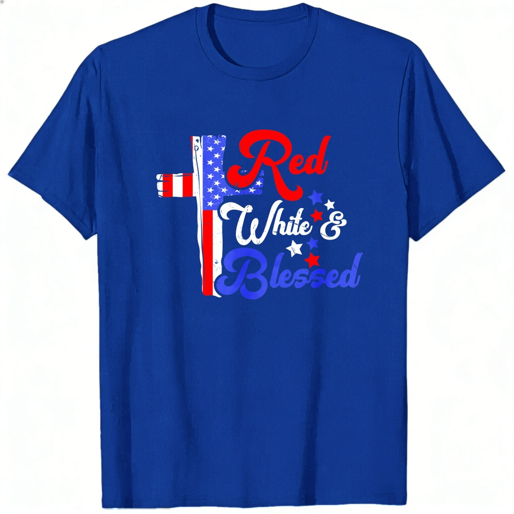 Patriotic American Flag Red White And Blessed Classic T-Shirt