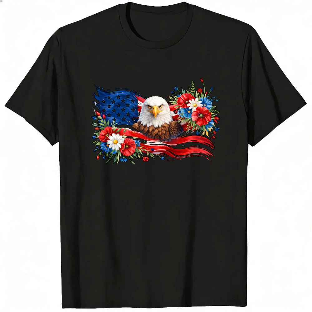 Patriotic Eagle And Flowers Classic T-Shirt