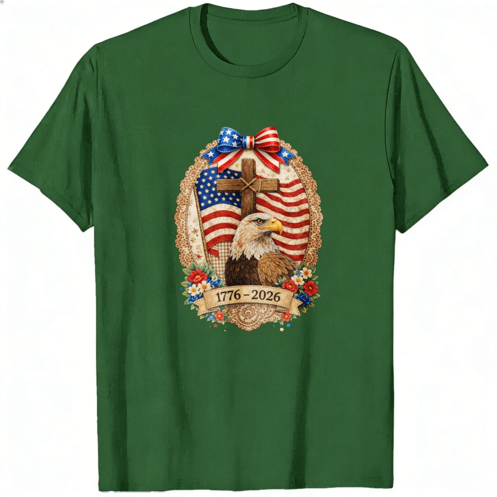 Patriotic American Eagle And Cross Classic T-Shirt 1776 2026