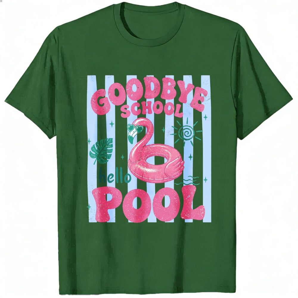 Summer Vibes Goodbye School Hello Pool Flamingo Classic T-Shirt