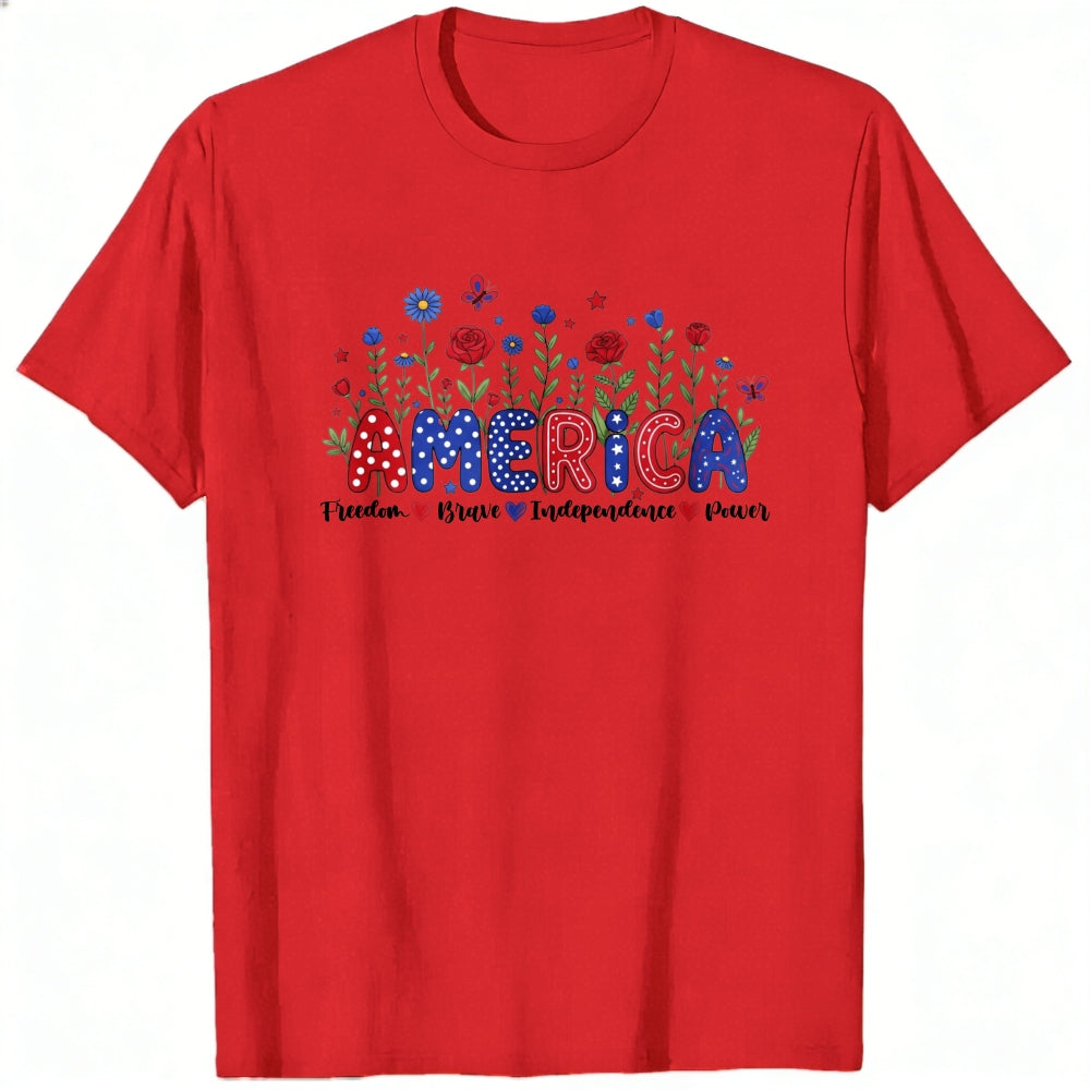 Patriotic Floral America Classic T-Shirt