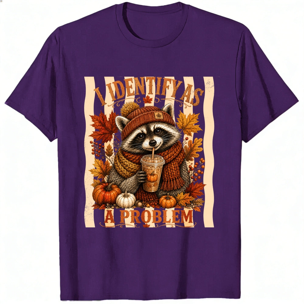 Funny Raccoon I Identify As A Problem Fall Autumn Classic T-Shirt