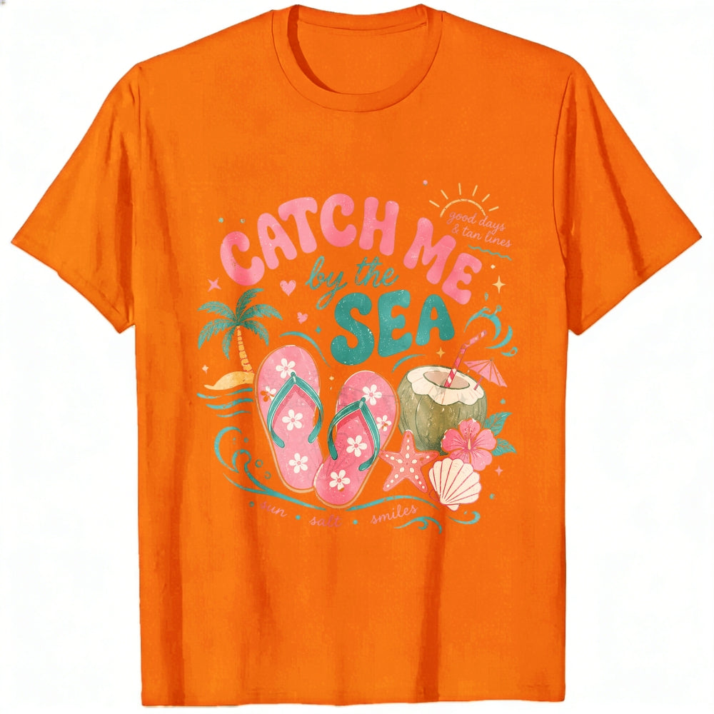 Summer Beach Vibes Classic T-Shirt Catch Me By The Sea Flip Flops Coconut Tropical Design