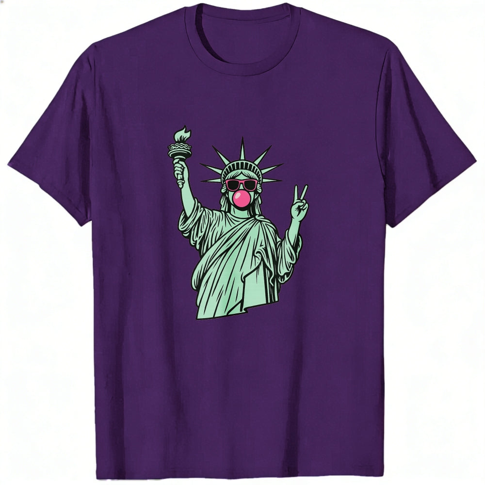 Graphic Design Classic T-Shirt Statue Of Liberty With Sunglasses And Peace Sign