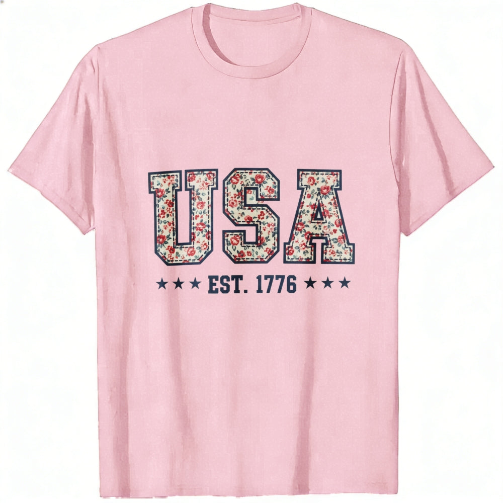 Floral Pattern Usa Est 1776 Classic T-Shirt