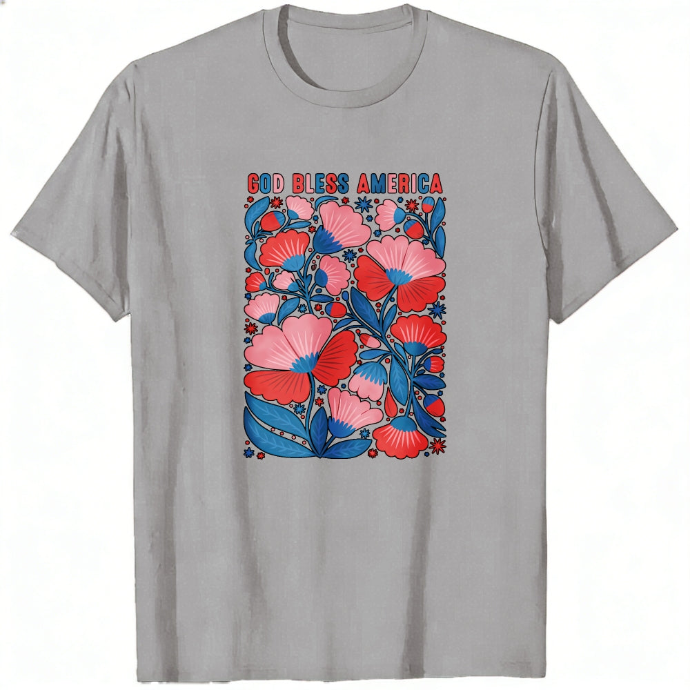 Patriotic Floral Design Classic T-Shirt God Bless America