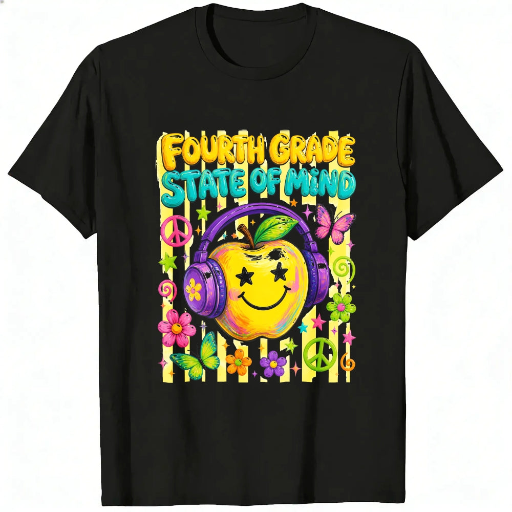 Retro Groovy Fourth Grade State Of Mind Apple Classic T-Shirt