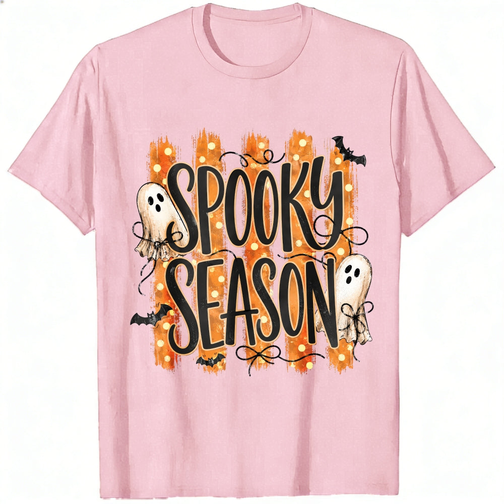 Halloween Spooky Season Ghosts Bats Orange Stripes Classic T-Shirt