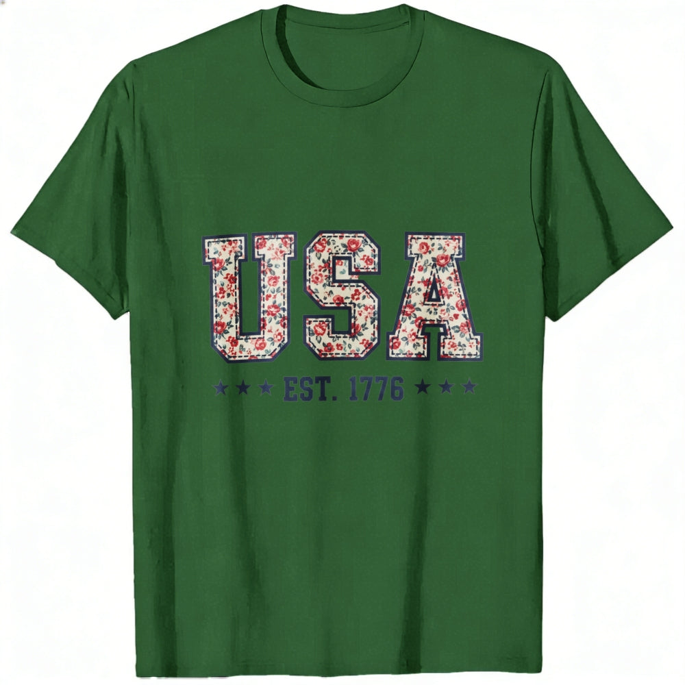 Floral Pattern Usa Est 1776 Classic T-Shirt