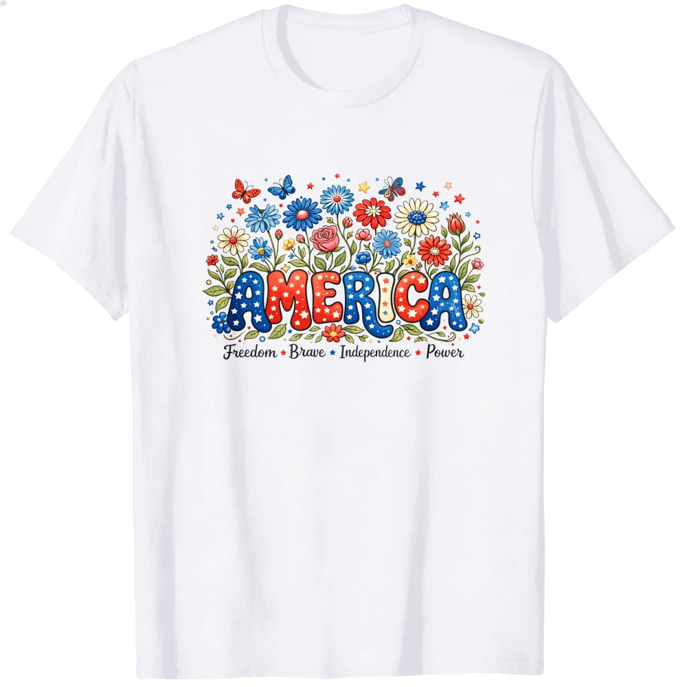 Patriotic Floral America Classic T-Shirt